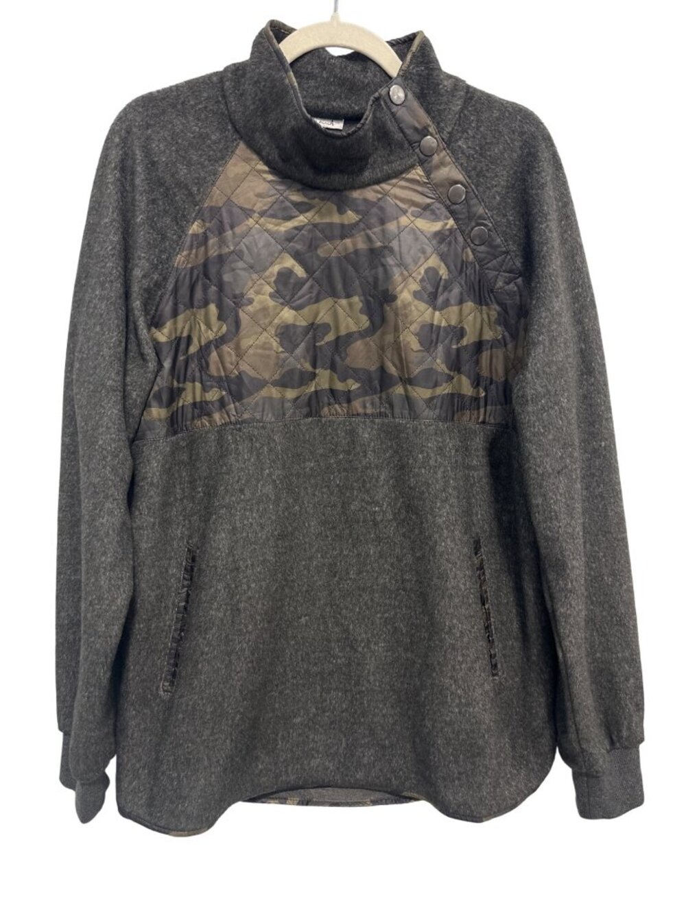 White Birch Pullover Large Fleece Long Sleeve Camo Quilted Snap Hunting Outdoor